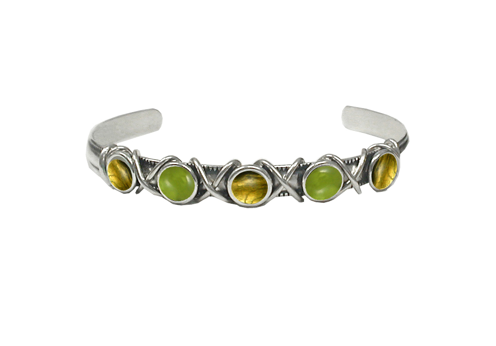 Sterling Silver Cuff Bracelet With Citrine And Peridot